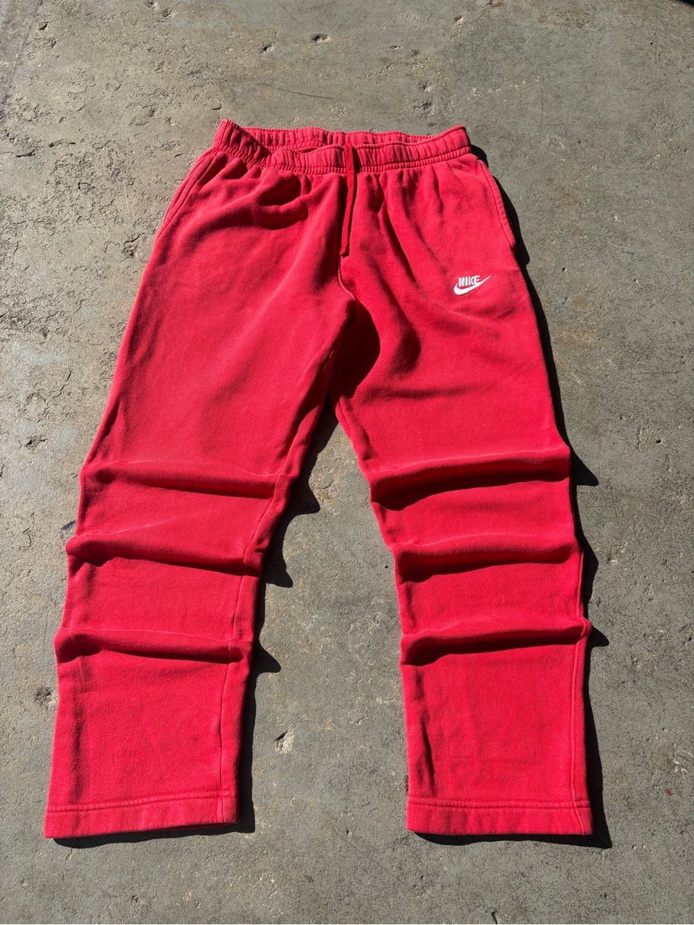 Nike Women’s Red Fleece Sweatpants with Embroidered Logo